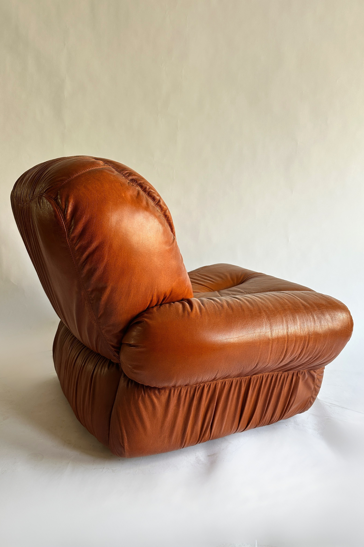 Vintage MCM Cognac Leather Sectional Sofa (c.1970s Italy)