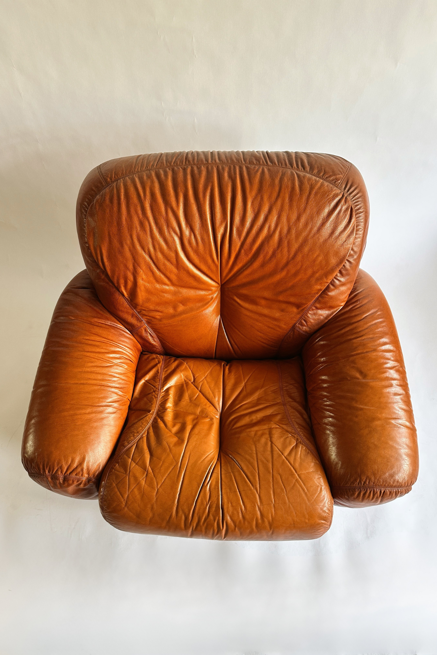 Vintage MCM Cognac Leather Sectional Sofa (c.1970s Italy)