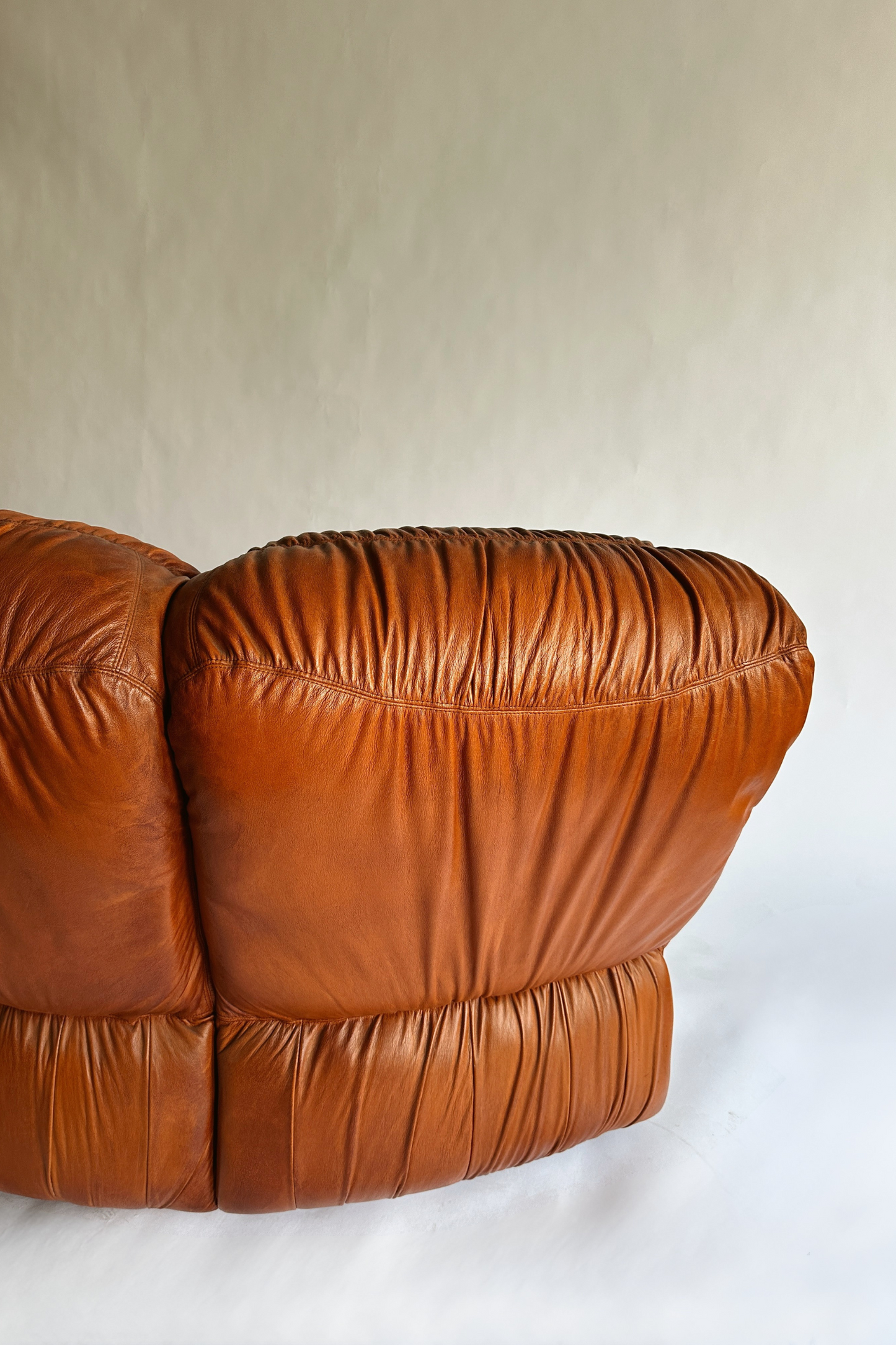 Vintage MCM Cognac Leather Sectional Sofa (c.1970s Italy)