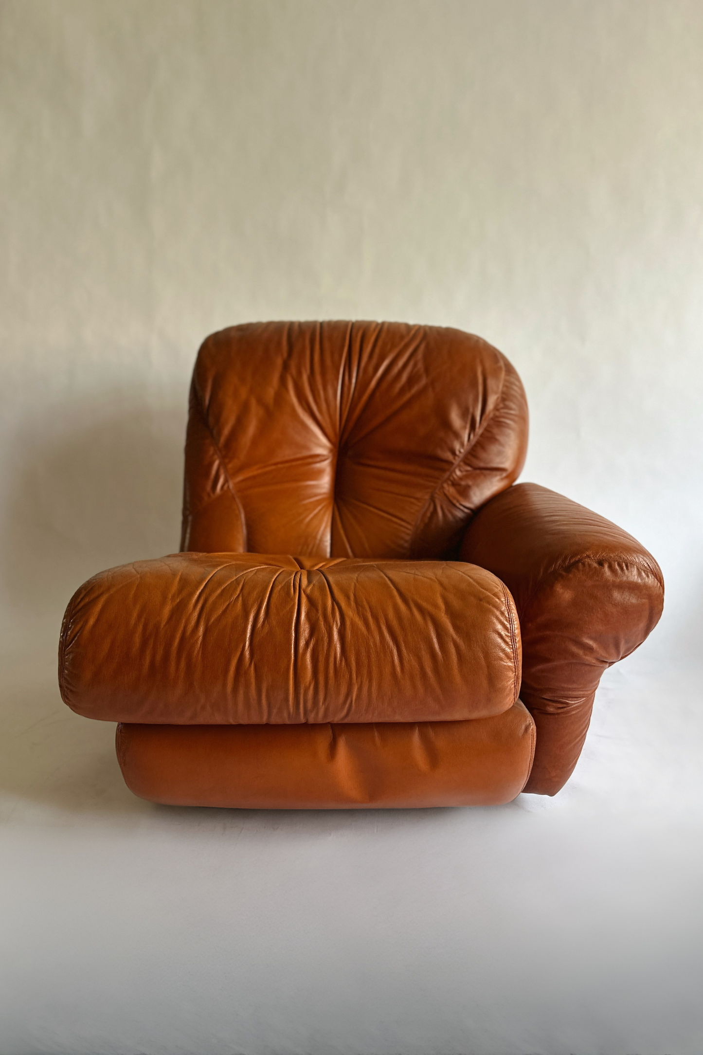 Vintage MCM Cognac Leather Sectional Sofa (c.1970s Italy)