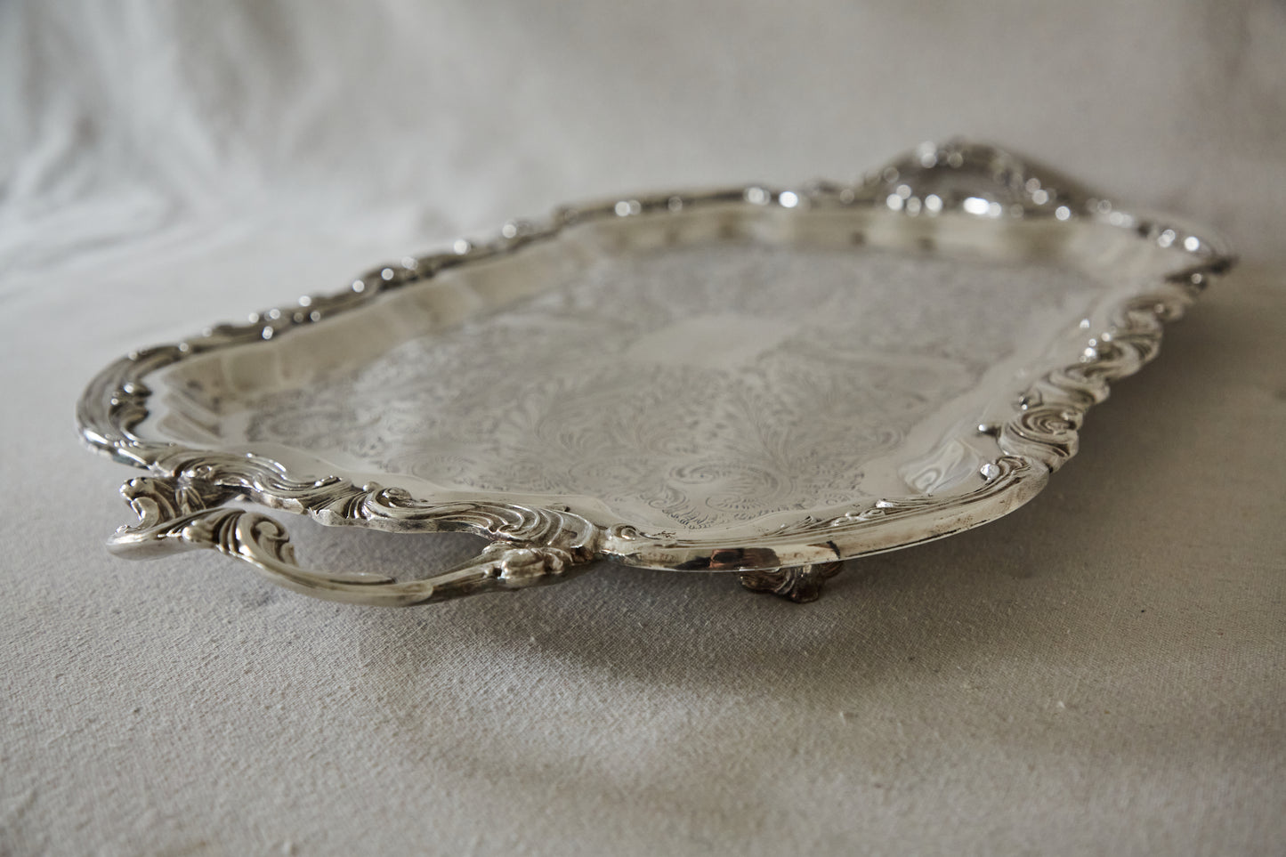F.B Rogers Silver Co 'Lady Margaret' SilverPlate Footed Serving Tray