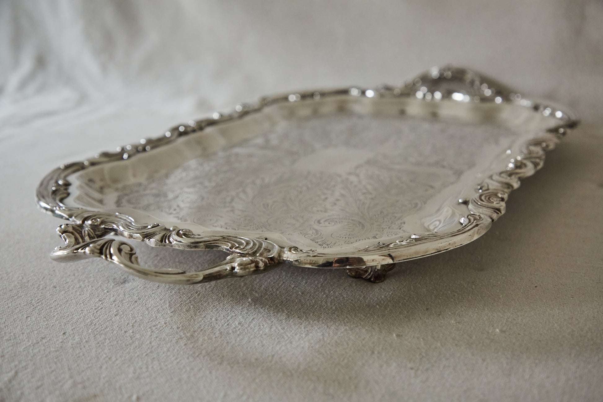 F.B Rogers Silver Co 'Lady Margaret' SilverPlate Footed Serving Tray