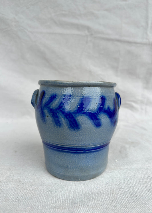 French Vintage Blue Alsace Glaze Confit Jar