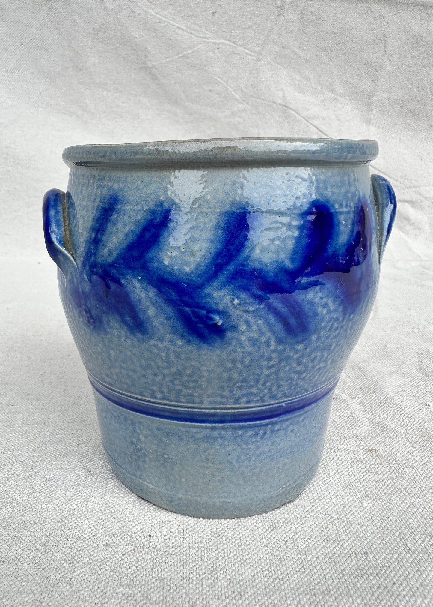 French Vintage Blue Alsace Glaze Confit Jar