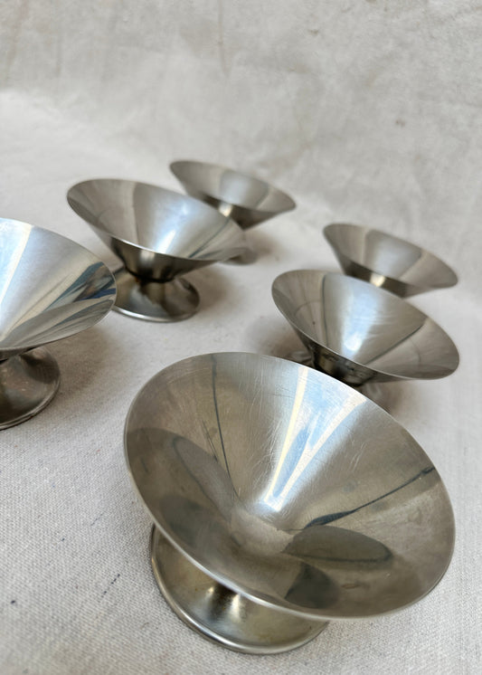 Set of 6 Silver-Plated Ice Cream Cups (c.1970s)