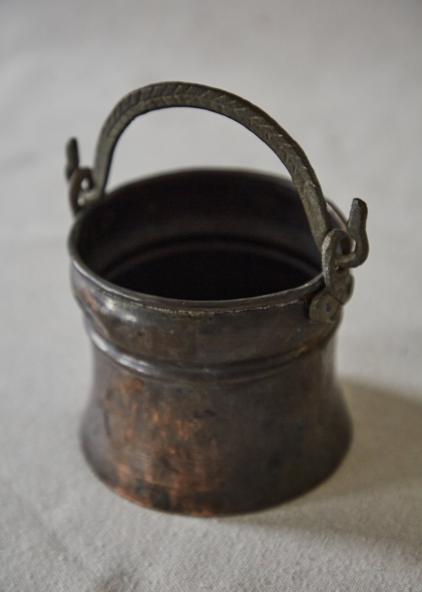 Small Antique French hand Forged Copper Kettle Pot