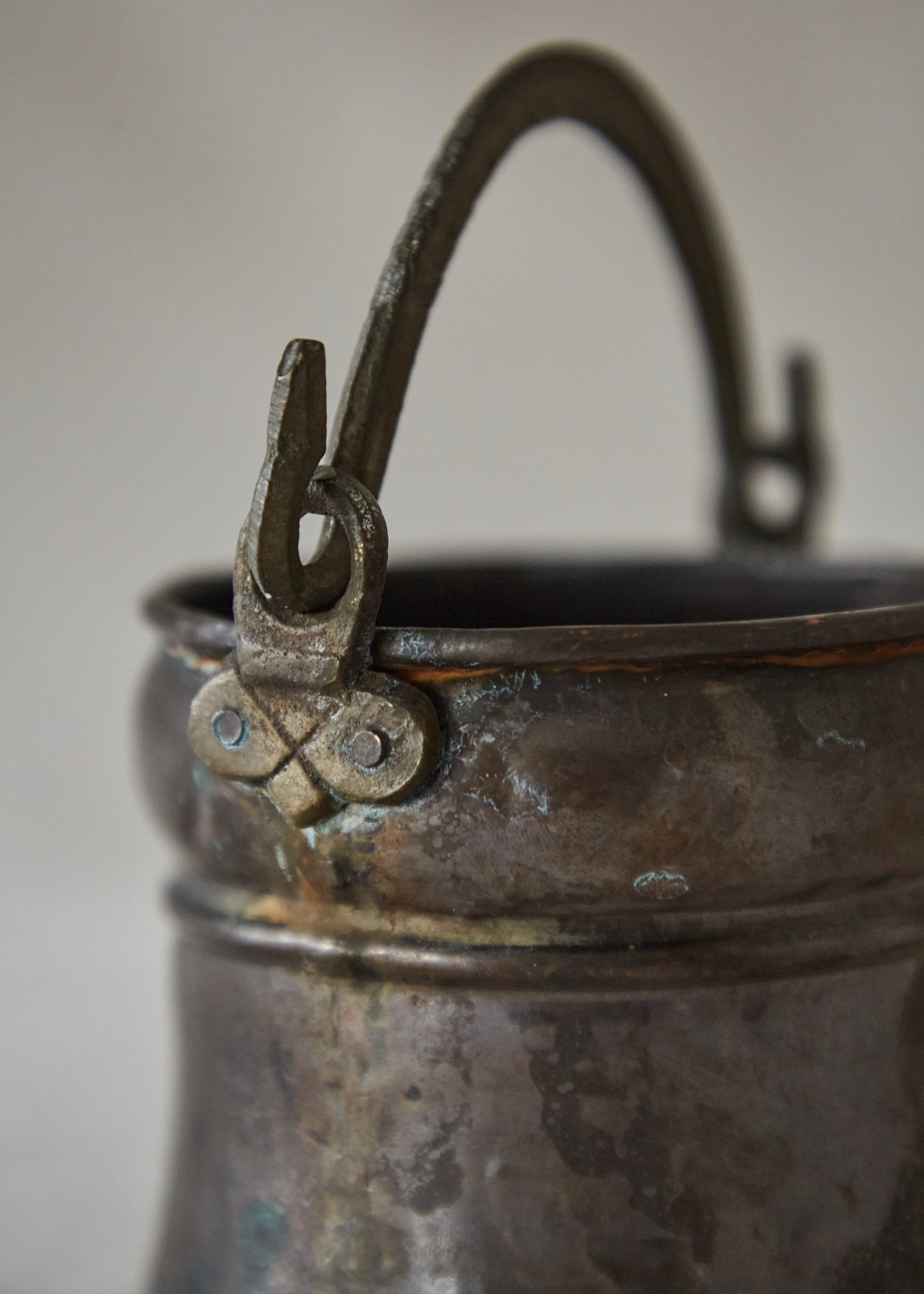 Small Antique French hand Forged Copper Kettle Pot