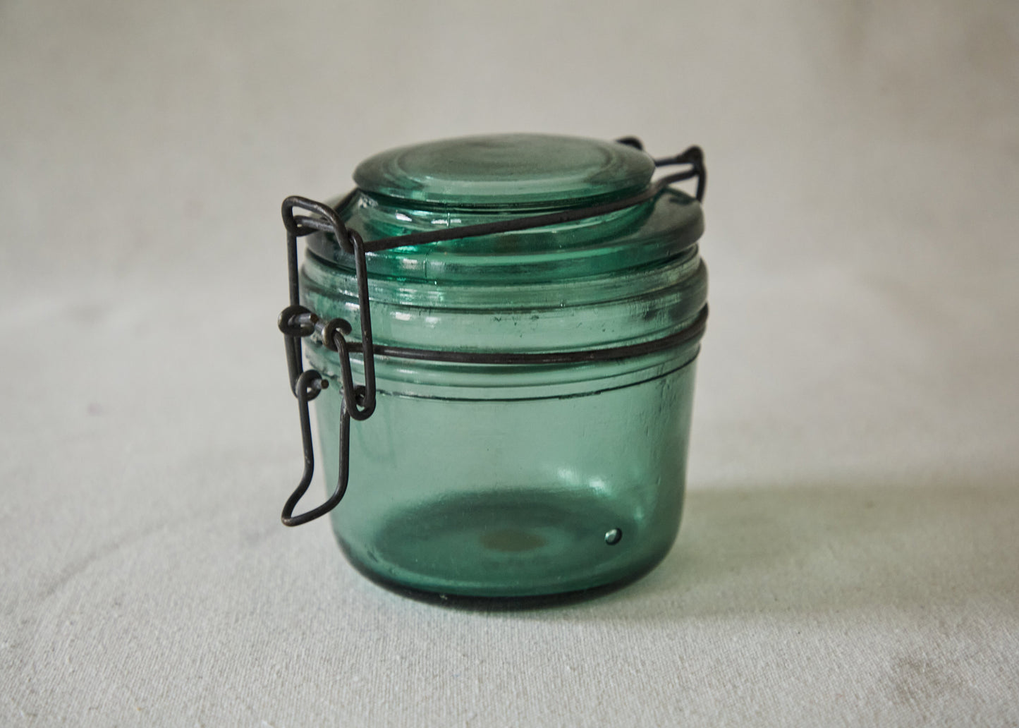 ‘L’ideale’ green glass canister