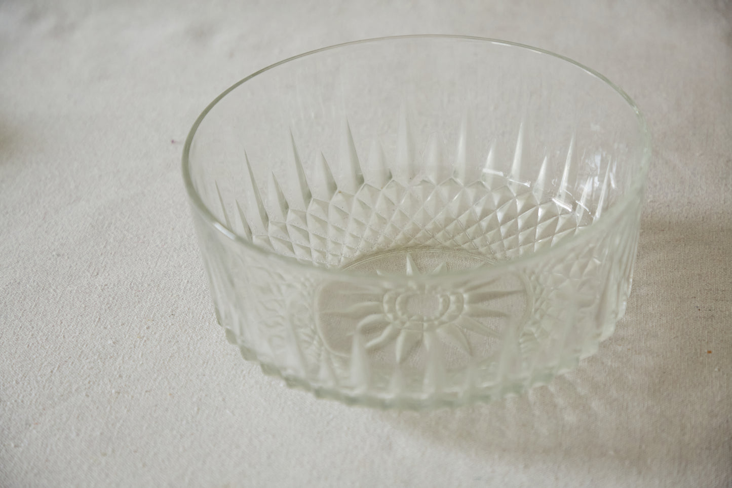 Vintage Arcoroc "Diamant" Crystal Glass Salad Bowl
