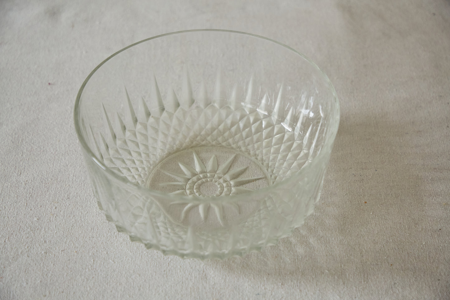 Vintage Arcoroc "Diamant" Crystal Glass Salad Bowl