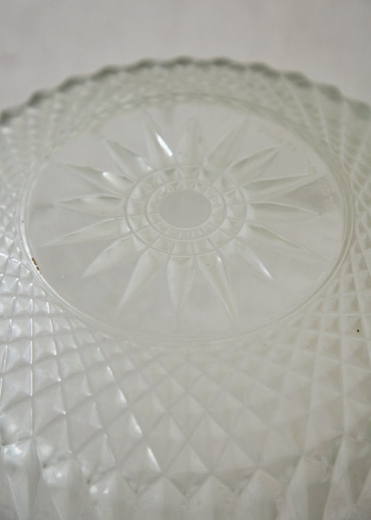 Vintage Arcoroc "Diamant" Crystal Glass Salad Bowl