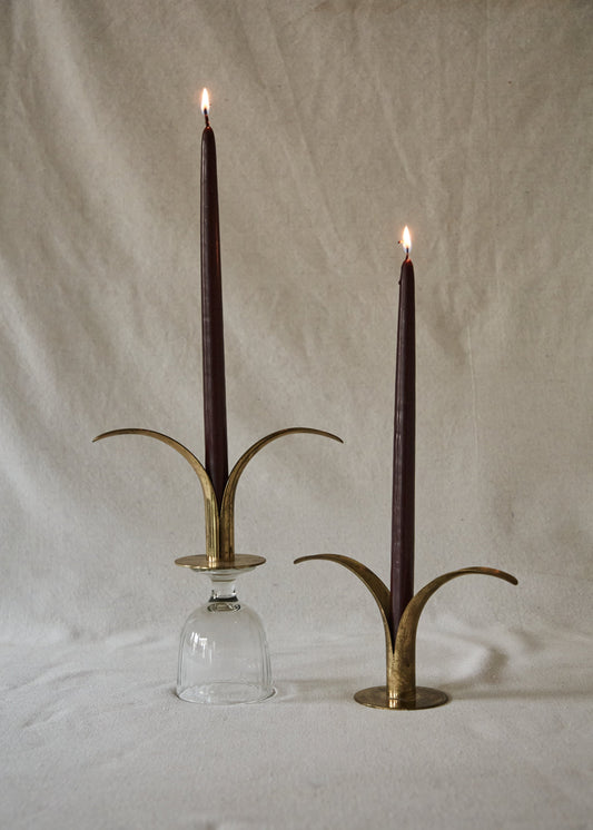 Sweden-Lily Mid Century Brass Candlestick Holders