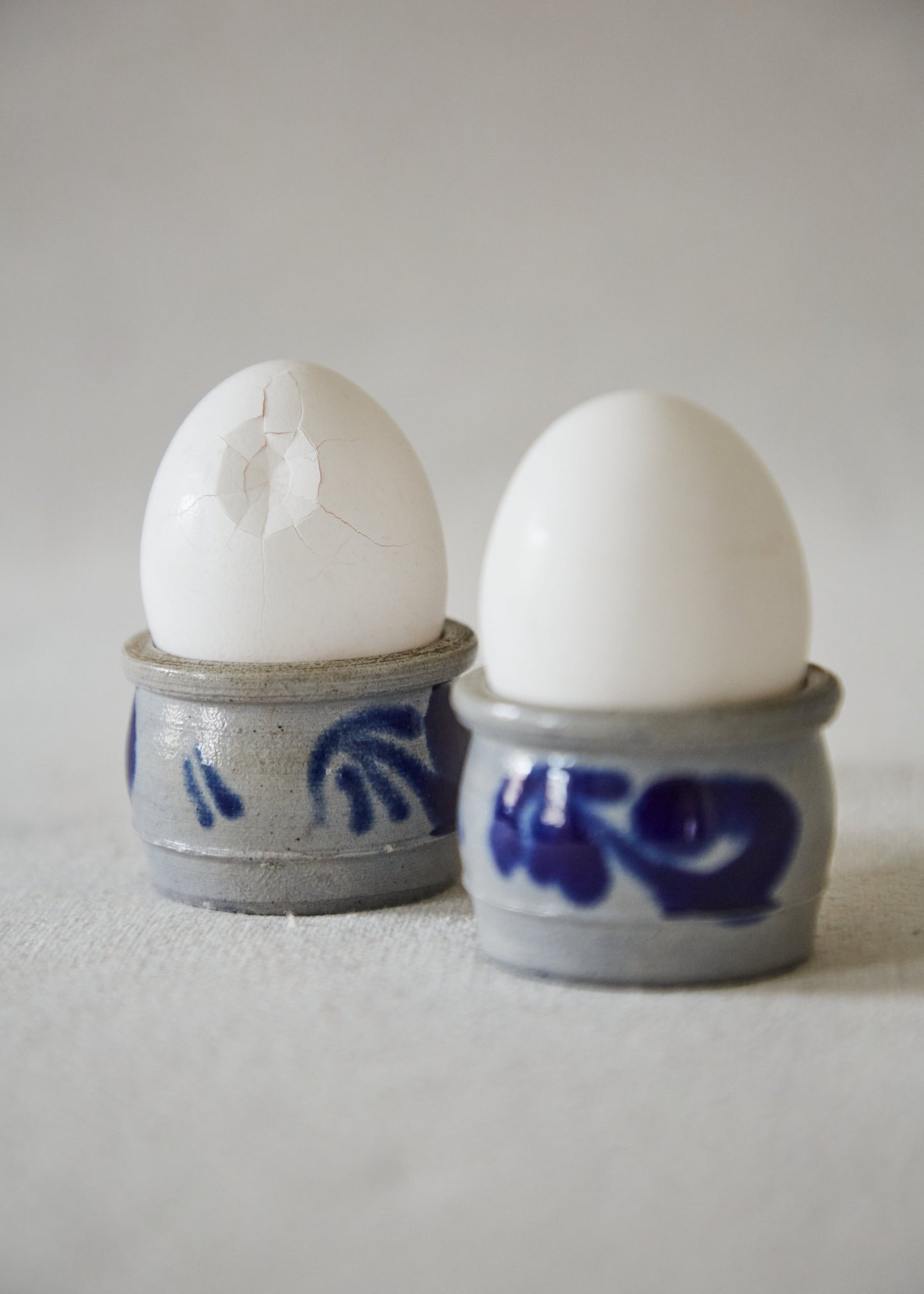 Vintage Blue Salt Glazed Pottery Mini Cups