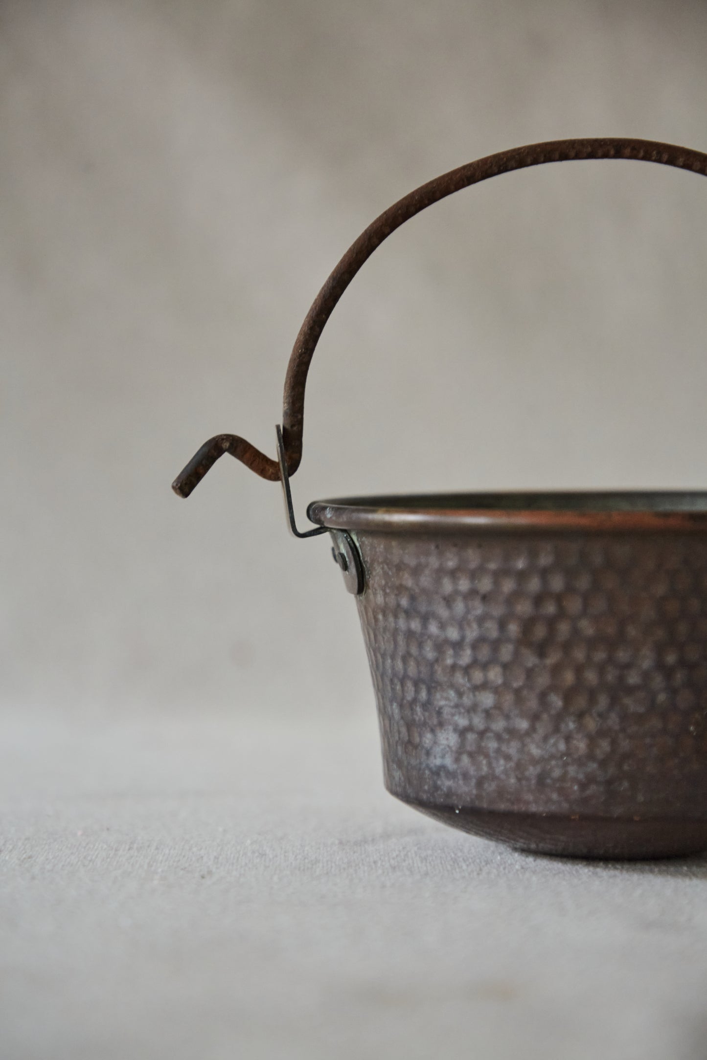 Vintage French Hand-Hammered Small Copper Cauldron