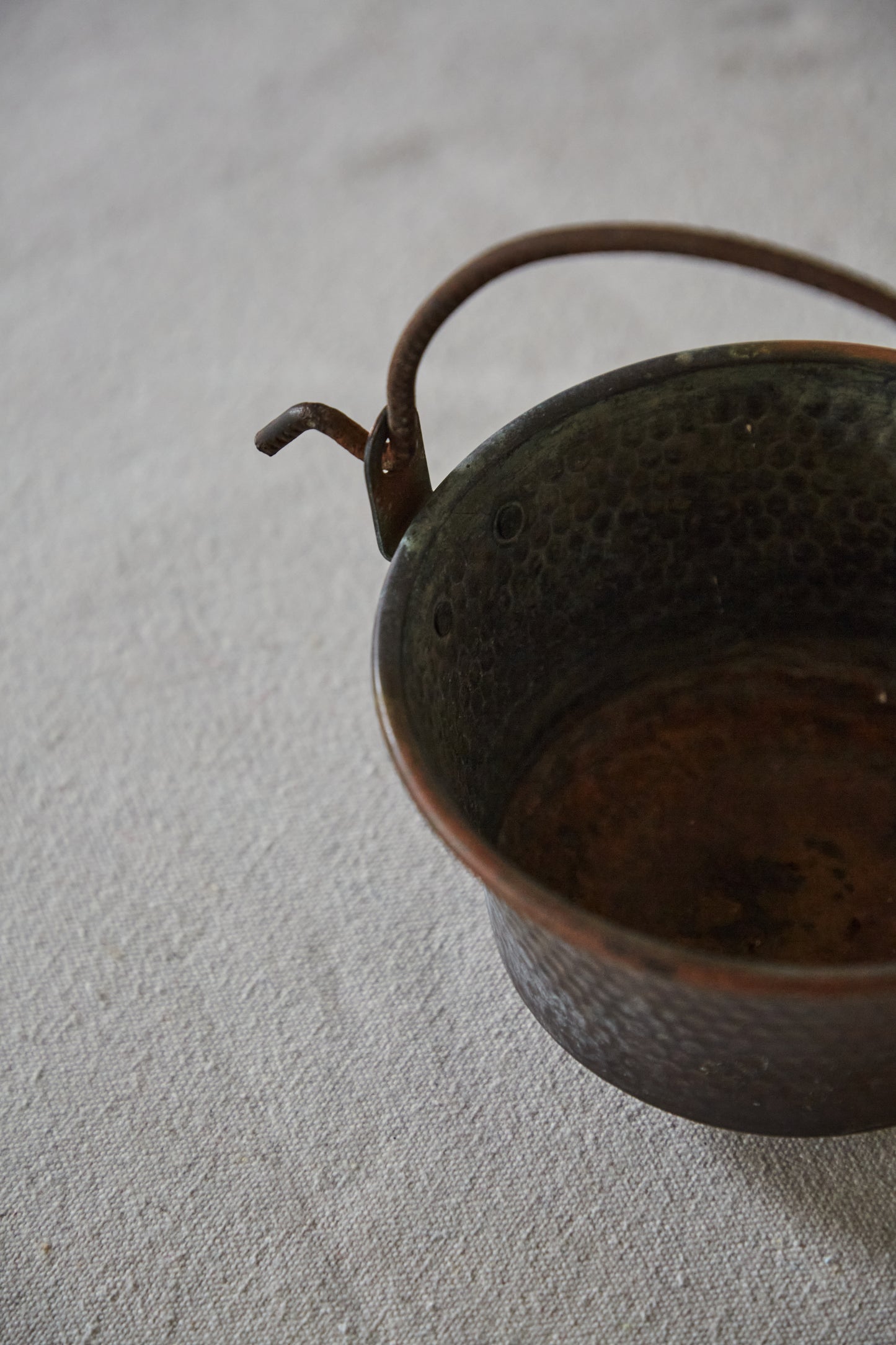Vintage French Hand-Hammered Small Copper Cauldron