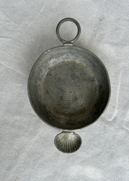Vintage French Pewter Scoop with Shell Handle