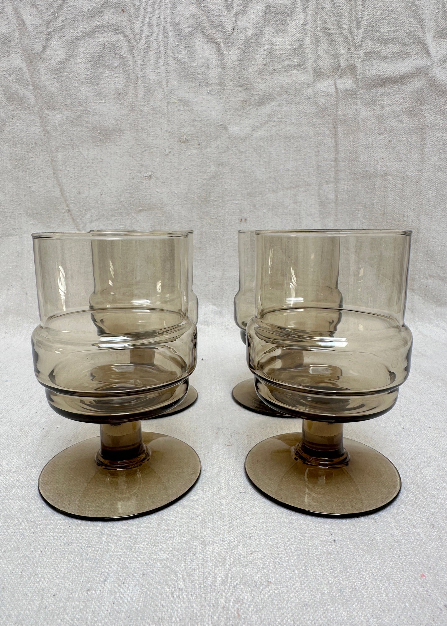 Willem Heesen for Royal Leerdam – Smoked Glass Wine Glasses, Set of 4 (c.1970s)