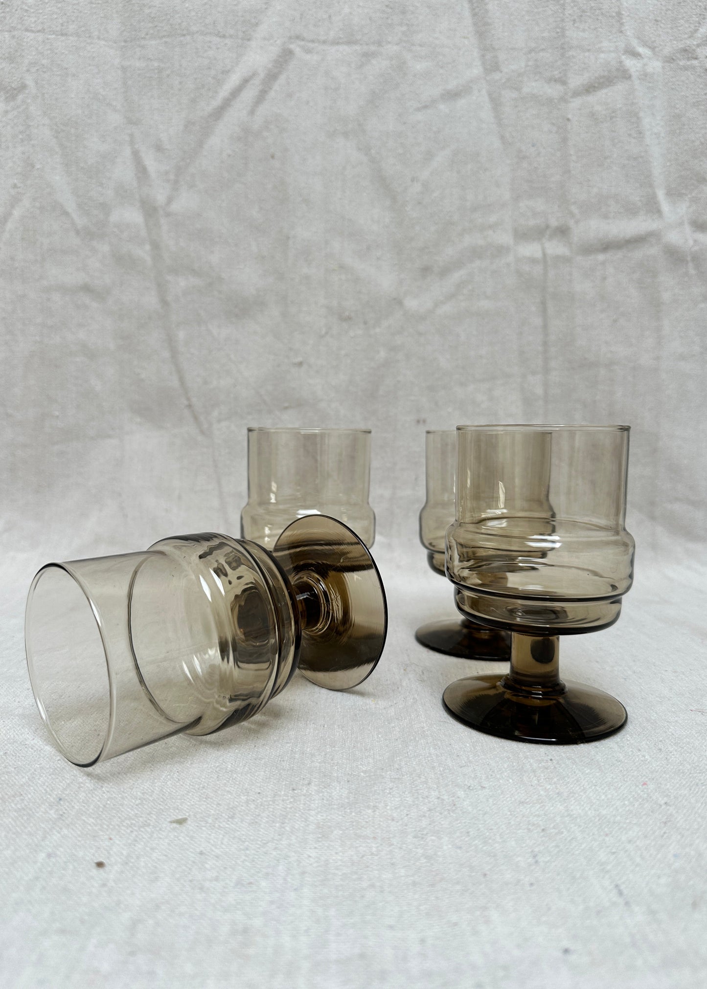 Willem Heesen for Royal Leerdam – Smoked Glass Wine Glasses, Set of 4 (c.1970s)