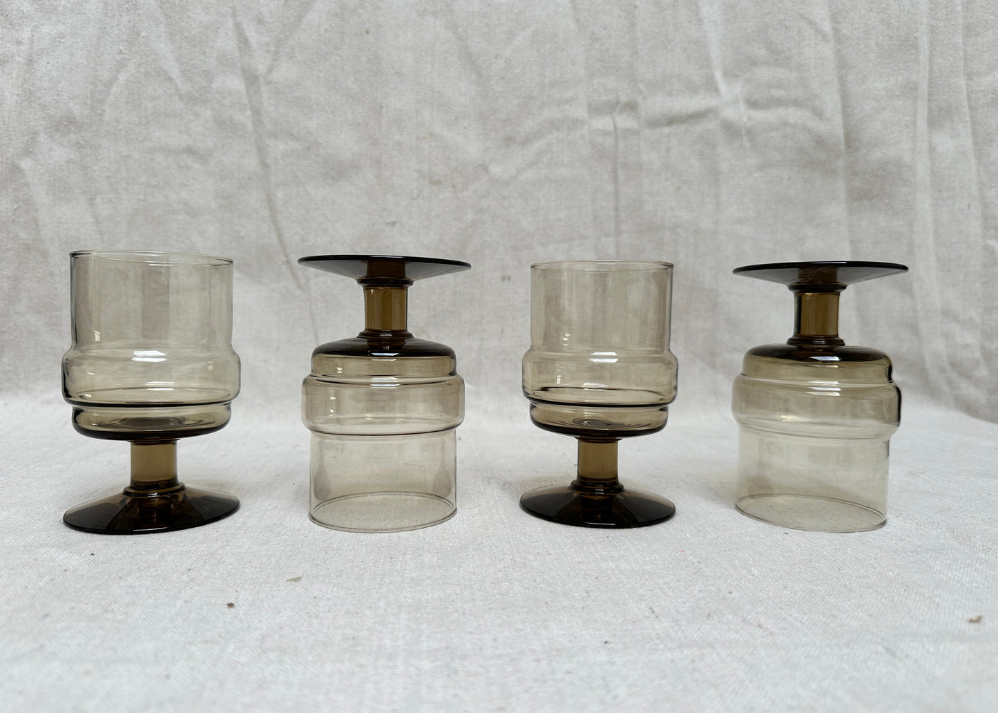 Willem Heesen for Royal Leerdam – Smoked Glass Wine Glasses, Set of 4 (c.1970s)