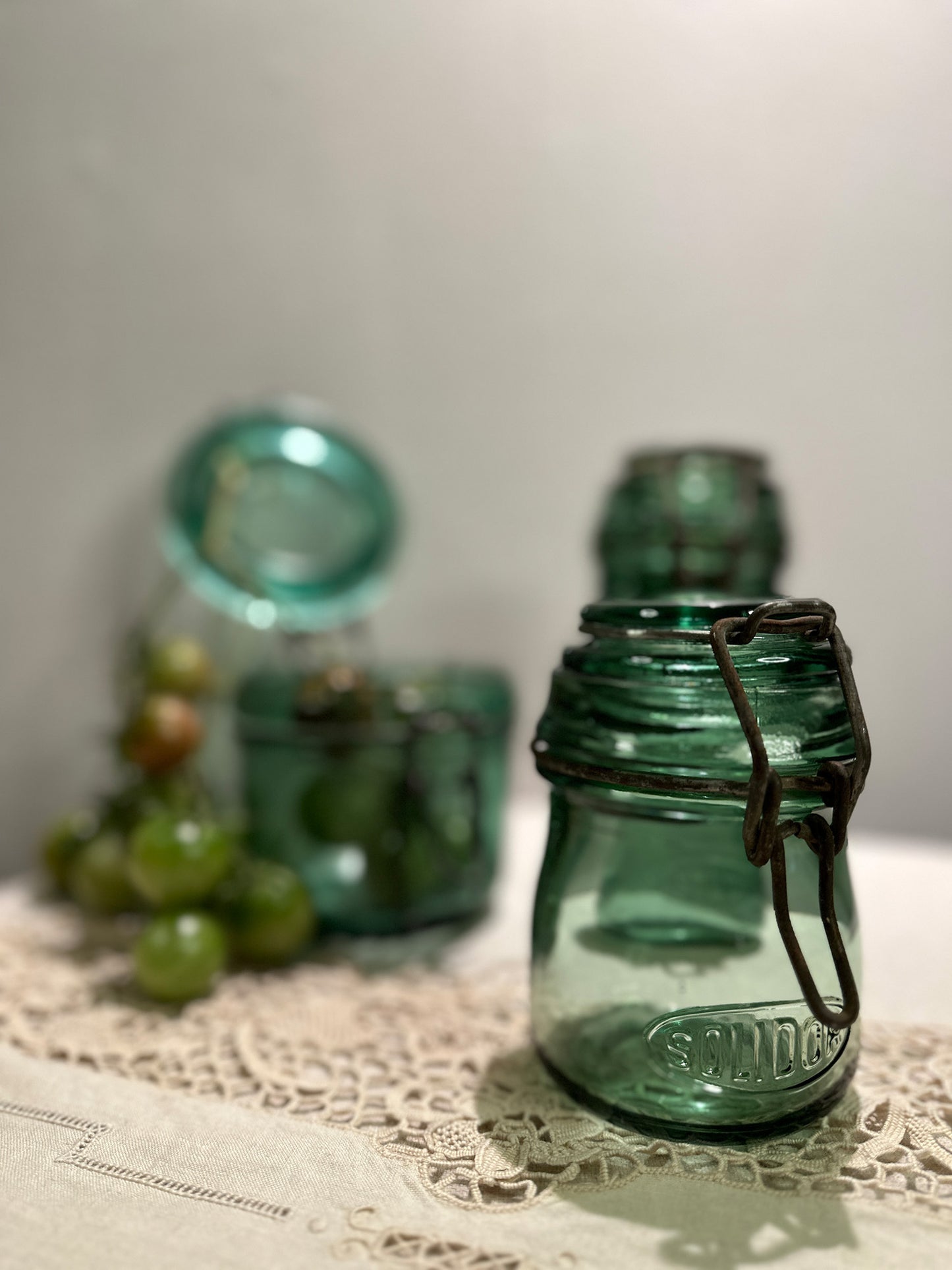 ‘Solidor’ green glass canister