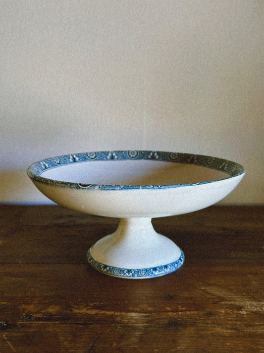 White and blue design display stand