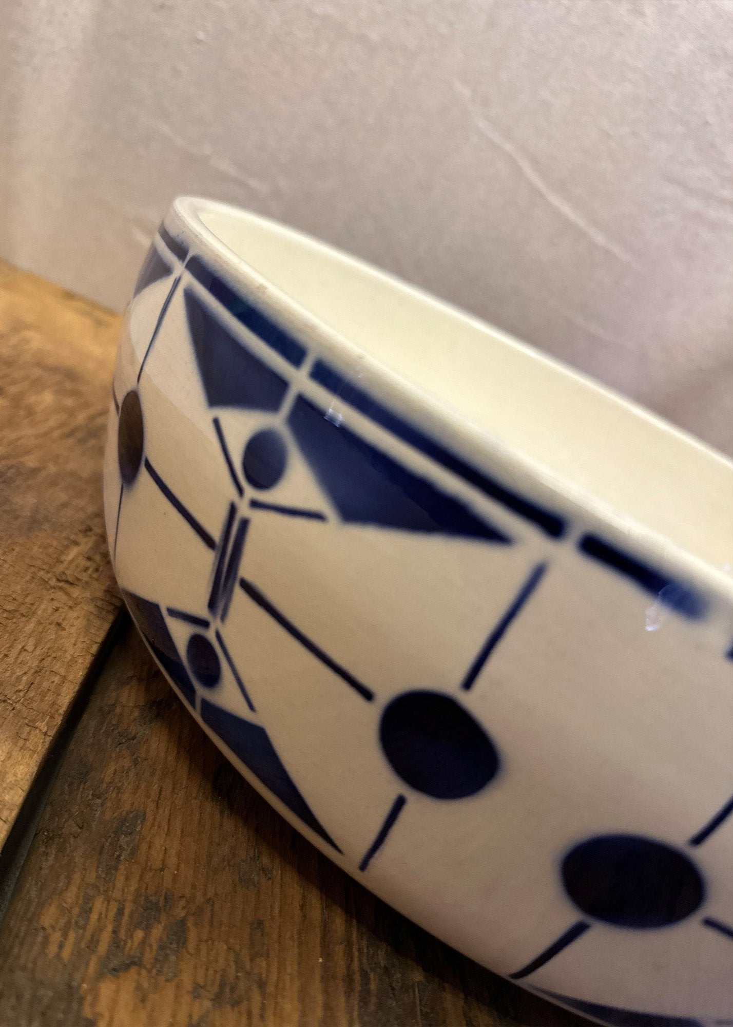 Antique 'Edith' White & Blue Ceramic Wash Bowl
