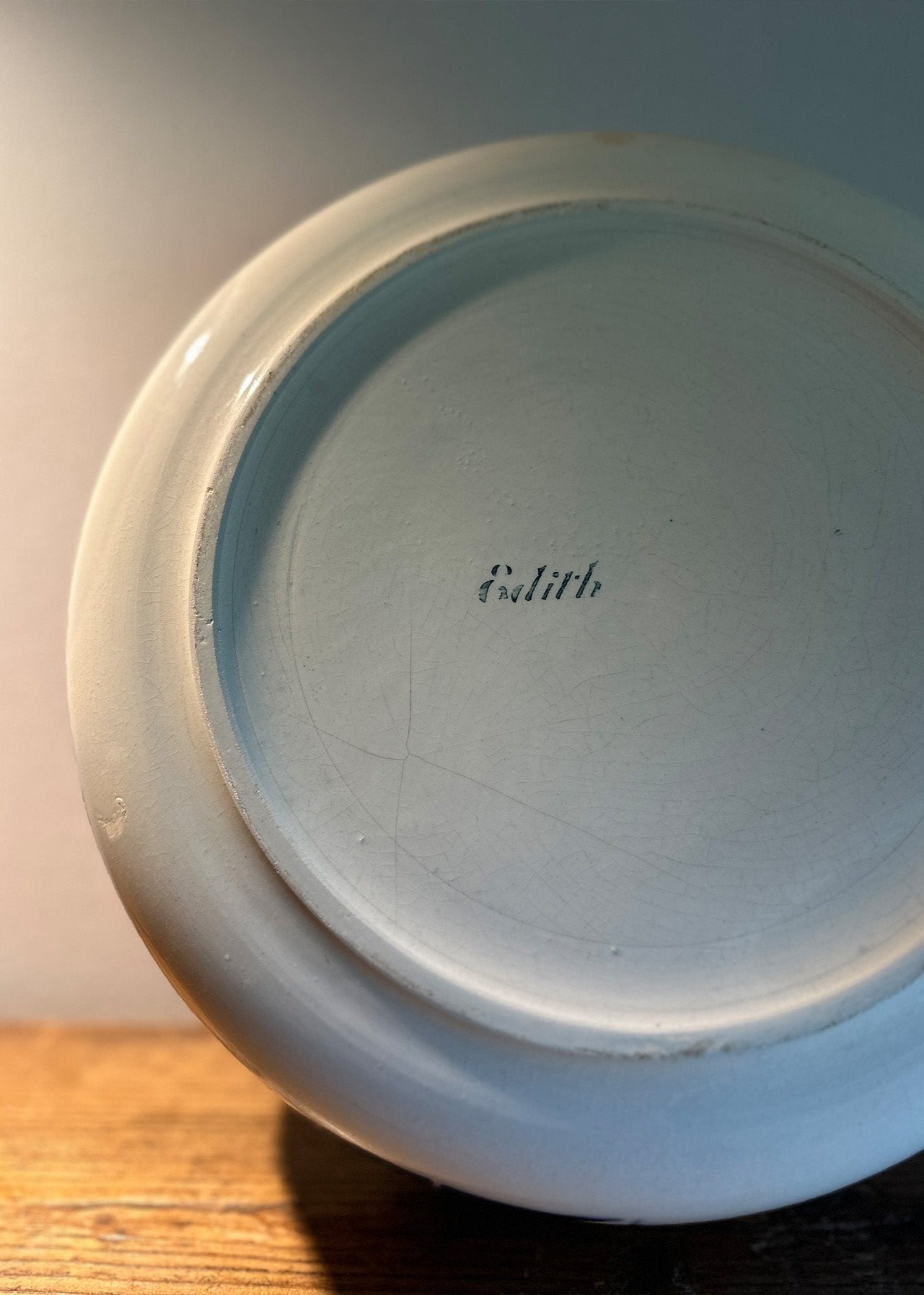 Antique 'Edith' White & Blue Ceramic Wash Bowl