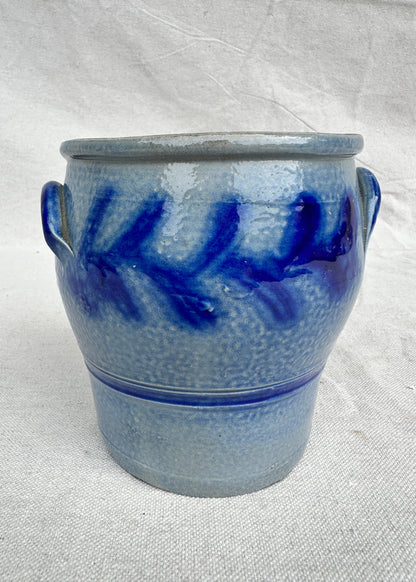French Vintage Blue Alsace Glaze Confit Jar