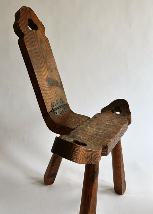 Hand‑Carved Spanish Brutalist Birth Chair