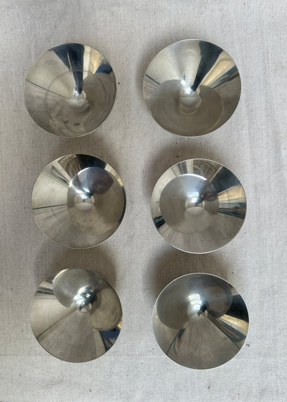 Set of 6 Silver-Plated Ice Cream Cups (c.1970s)