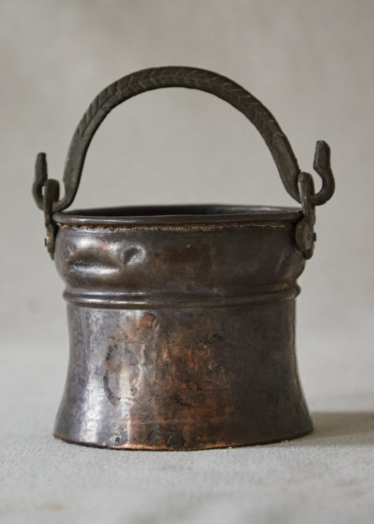 Small Antique French hand Forged Copper Kettle Pot