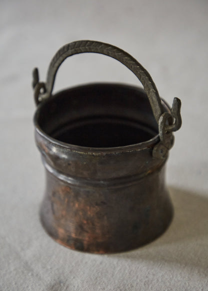 Small Antique French hand Forged Copper Kettle Pot