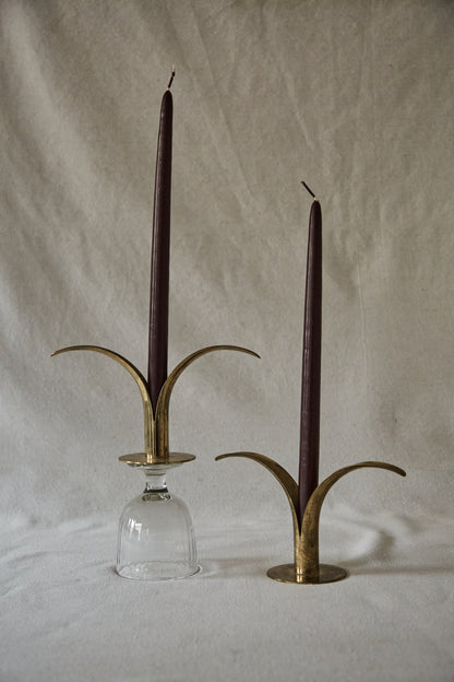 Sweden-Lily Mid Century Brass Candlestick Holders