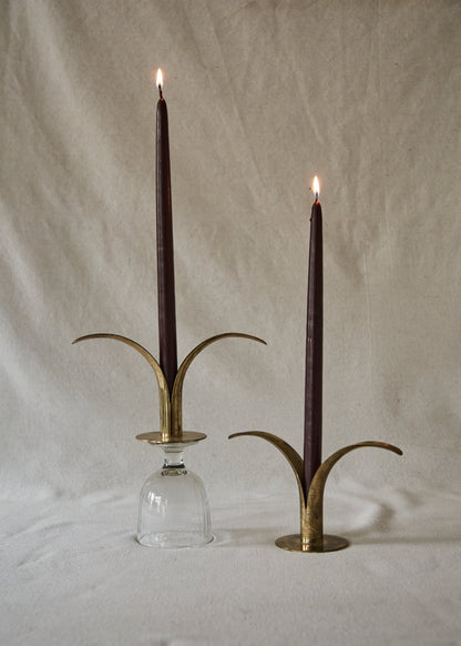 Sweden-Lily Mid Century Brass Candlestick Holders