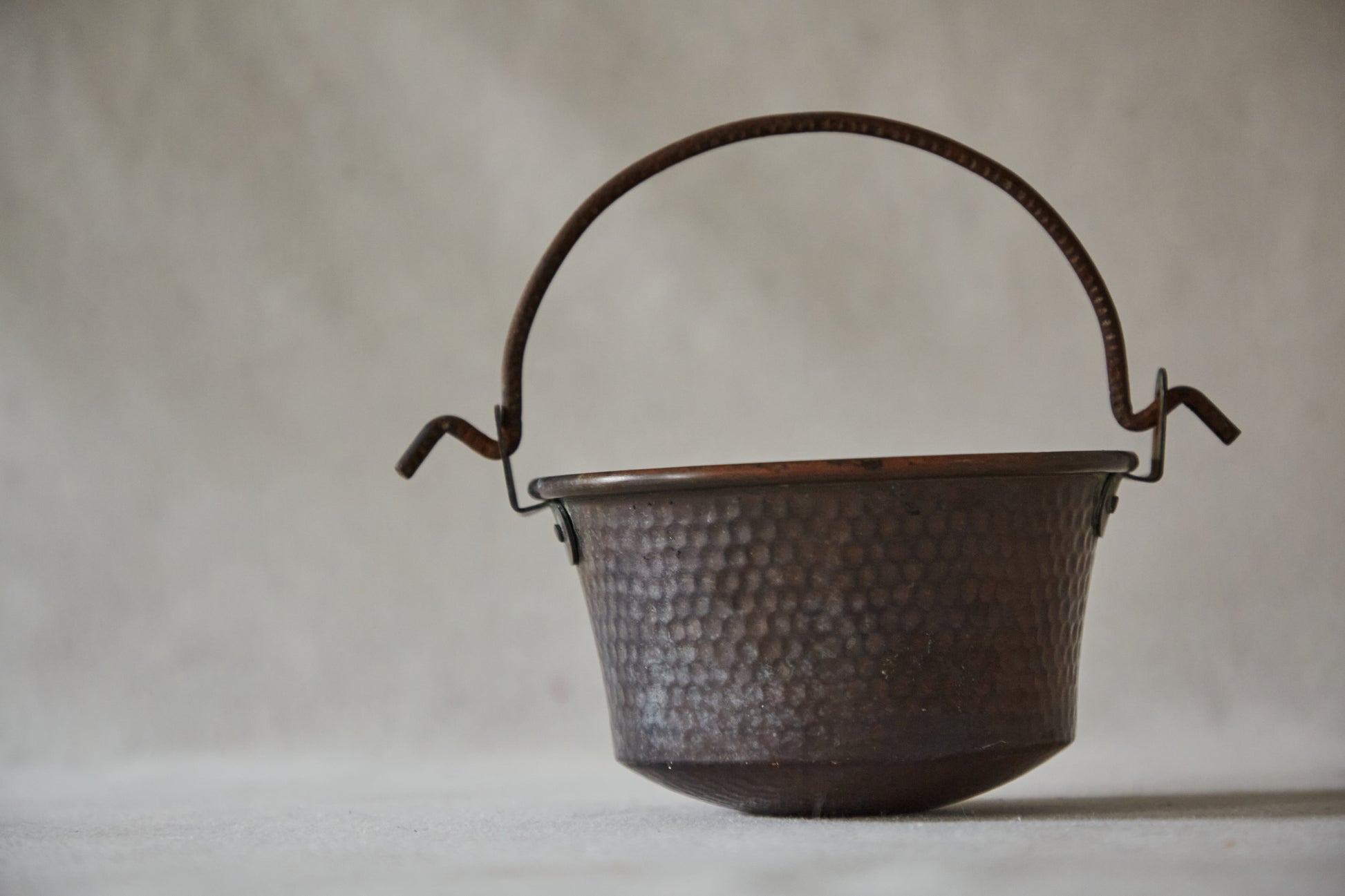 Vintage French Hand-Hammered Small Copper Cauldron