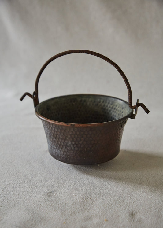 Vintage French Hand-Hammered Small Copper Cauldron