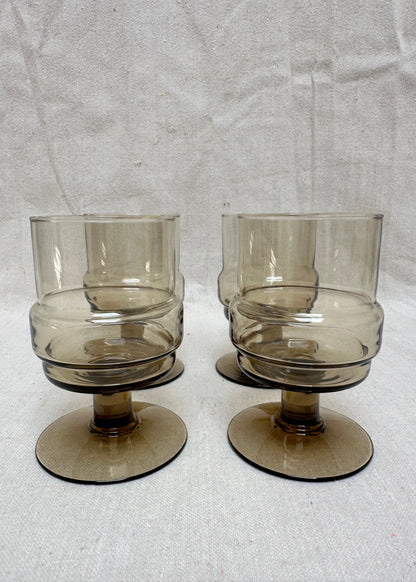 Willem Heesen for Royal Leerdam – Smoked Glass Wine Glasses, Set of 4 (c.1970s)