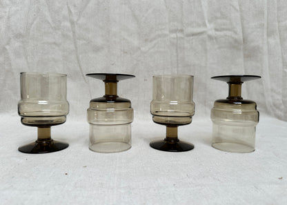 Willem Heesen for Royal Leerdam – Smoked Glass Wine Glasses, Set of 4 (c.1970s)