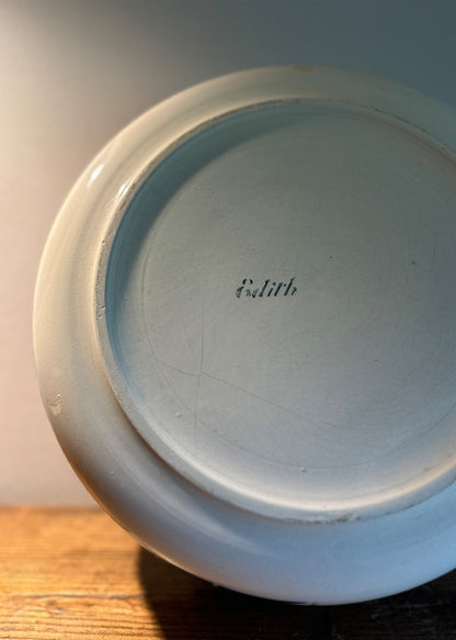 Antique 'Edith' White & Blue Ceramic Wash Bowl